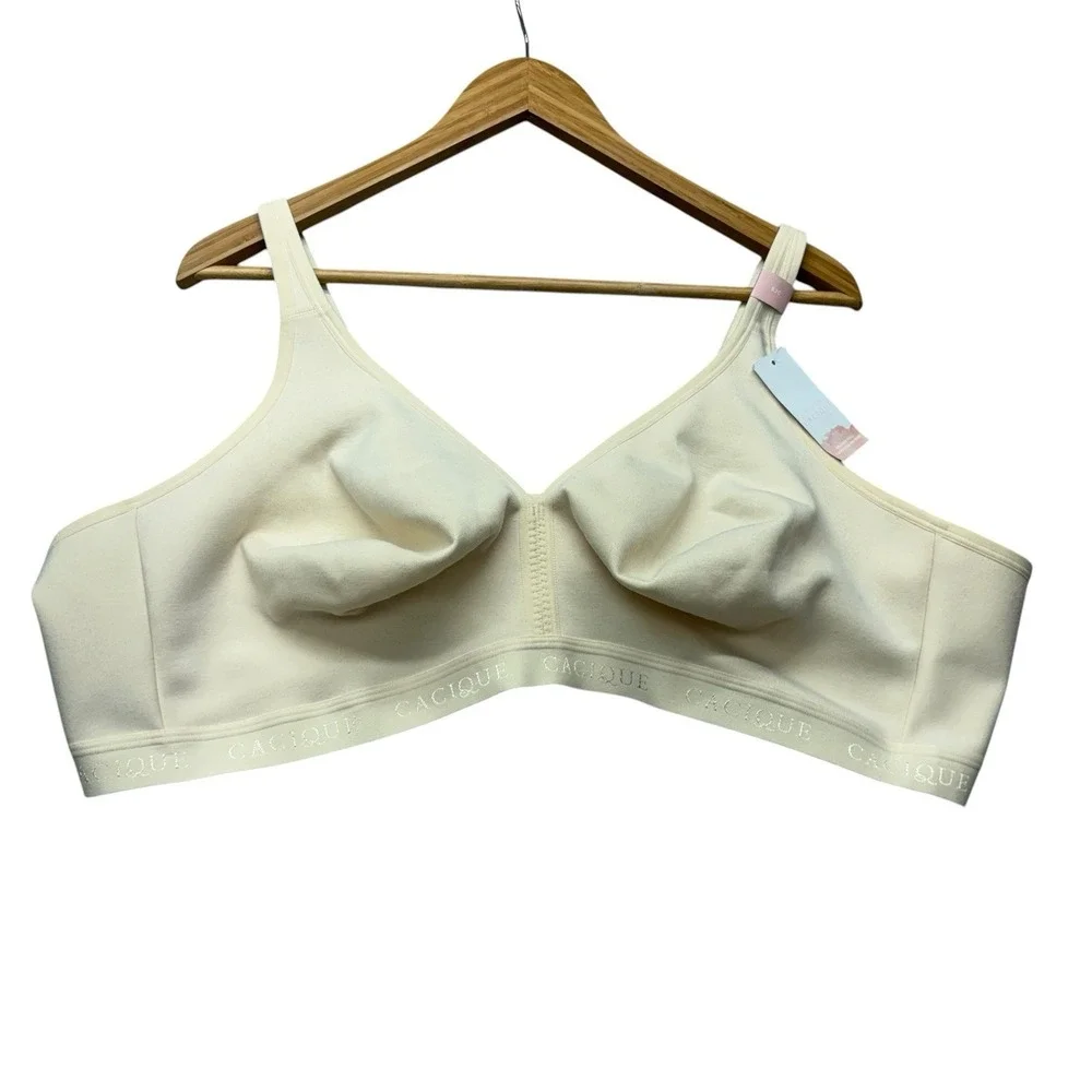 Cacique Womens Bra 52C Beige Unlined Full Coverage No Wire Wireless